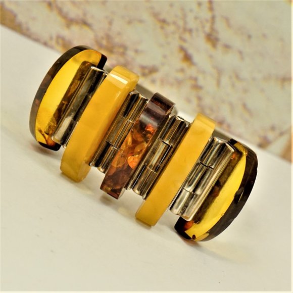 RARE BALTIC AMBER STERLING BRACELET By GLIWINSKI - Picture 3 of 16